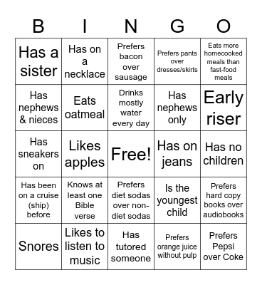 People Bingo Card