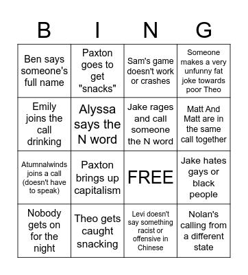 Drug Prishpreed Bingo Card