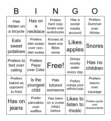 People Bingo Card