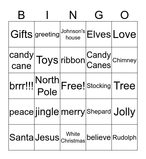 Christmas Fun!!! Bingo Card
