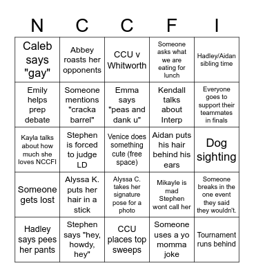NCCFI (2023) Bingo Card