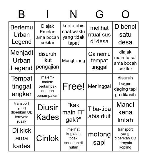 MMD BINGO Card