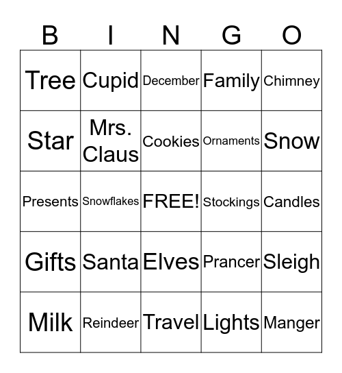 Christmas Bingo Card