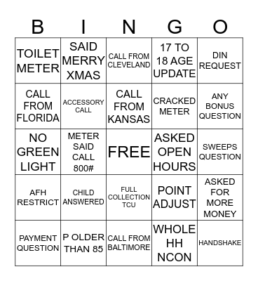 holiday eve Bingo Card