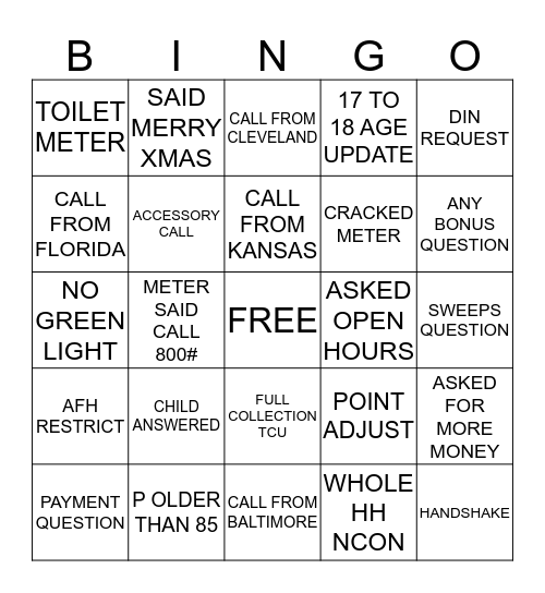 holiday eve Bingo Card