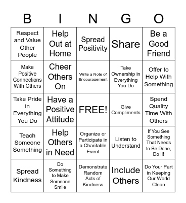 You Can Make a Difference! Bingo Card