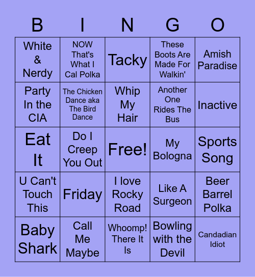 Funny Music Bingo #2 Bingo Card