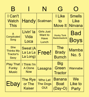 Funny Music Bingo #3 Bingo Card