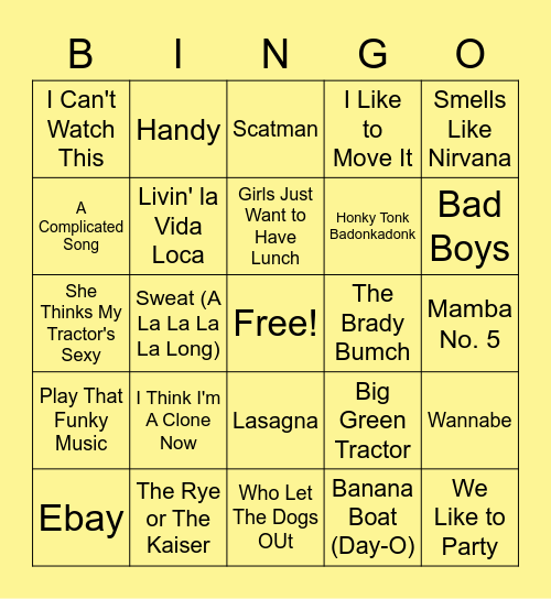 Funny Music Bingo #3 Bingo Card
