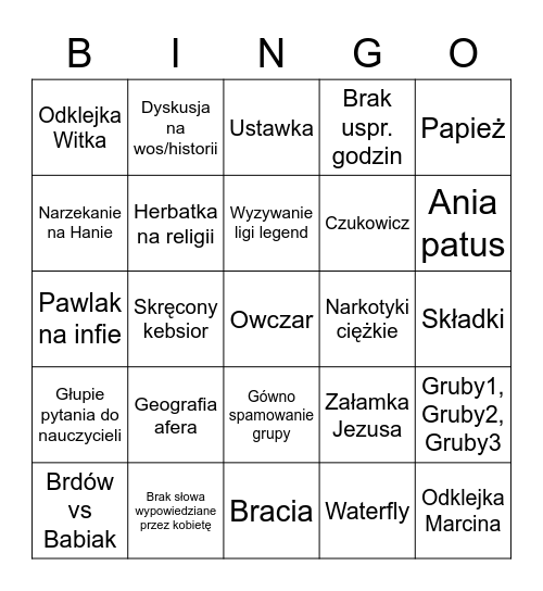 Bingo 2e Bingo Card