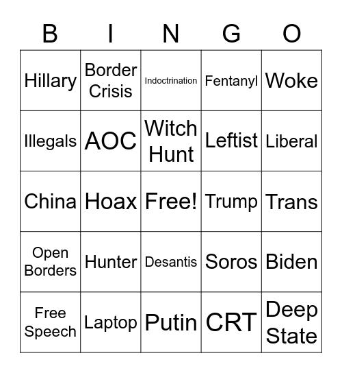 Fox News Bingo Card