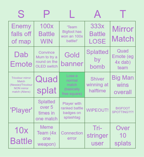 Splatfest Bingo! Bingo Card