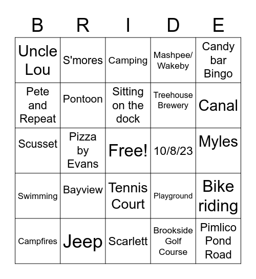 Karli's Shower Bingo Card