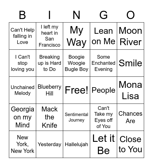 Music Bingo Card