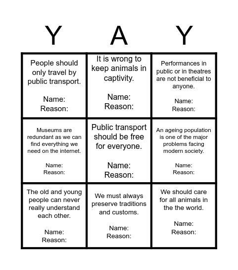 Perspective Bingo Card