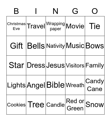 Christmas Time Bingo Card