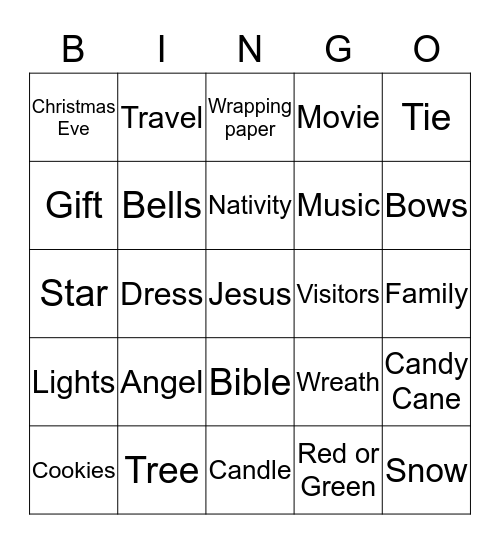 Christmas Time Bingo Card