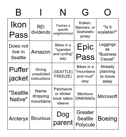 SEATTLE LOVE IS BLIND Bingo Card