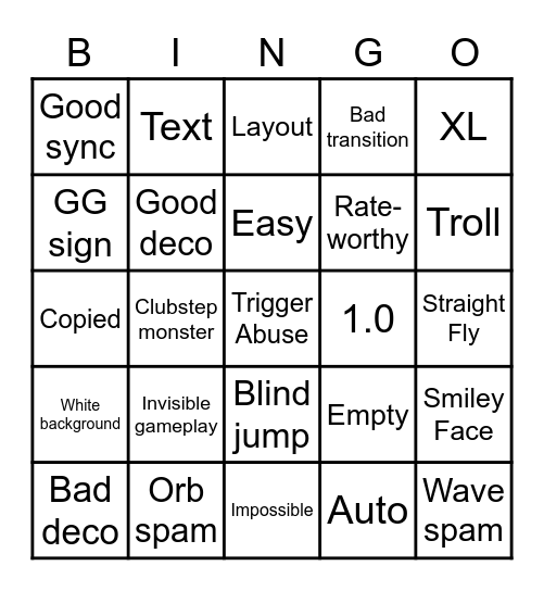 Recent Tab Bingo Card