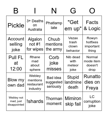 Donkey Brains Bingo April 4th Bingo Card