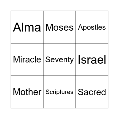 LDS Bingo Card