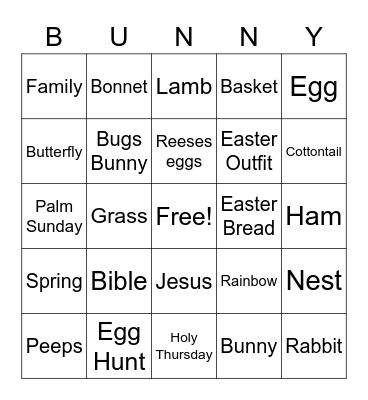 Easter Bingo Card