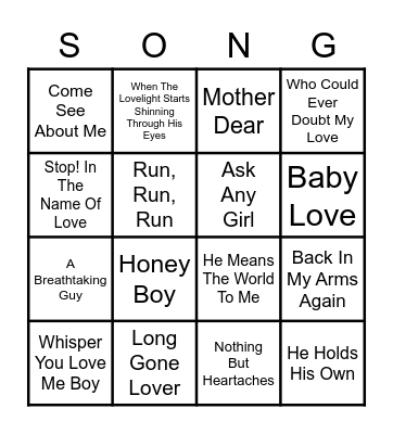 The Supremes Bingo Card
