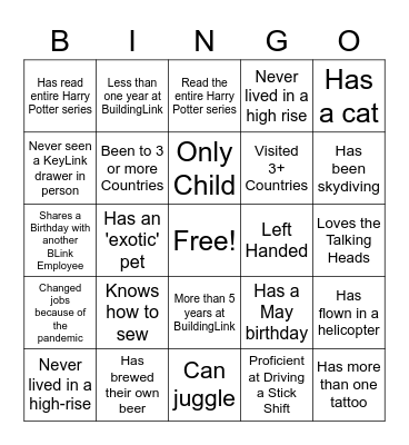 BuildingLink Ice Breaker Bingo Card