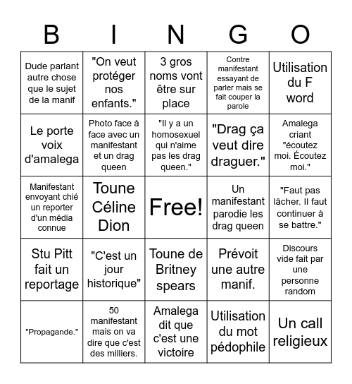 Manifestation anti drag queen Bingo Card