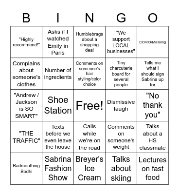 D. BINGO Card
