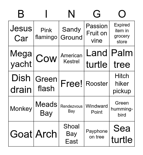 Anguilla Bingo Card