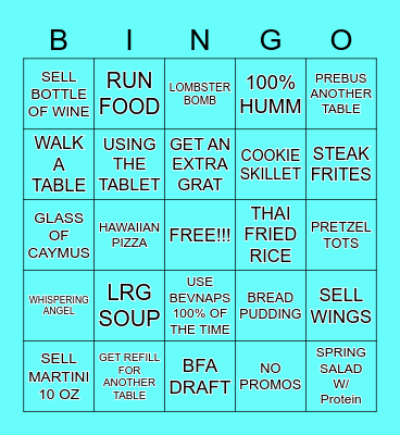 O'Bar Bingo Card