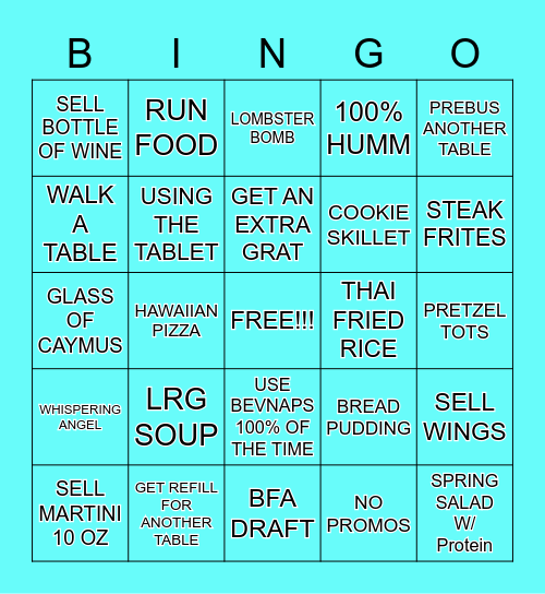 O'Bar Bingo Card