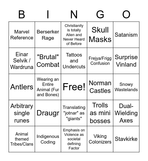 Nordic™️ Media Bingo Card