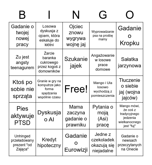 Bingo Wielkanocne Bingo Card