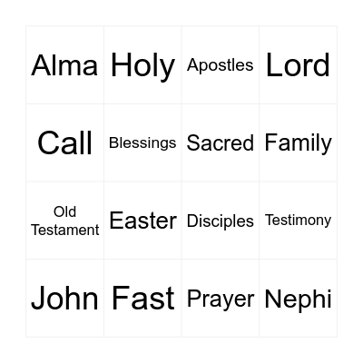 LDS Bingo Card