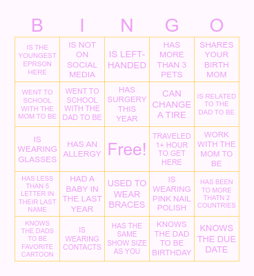 Find the Guess ! Bingo Card