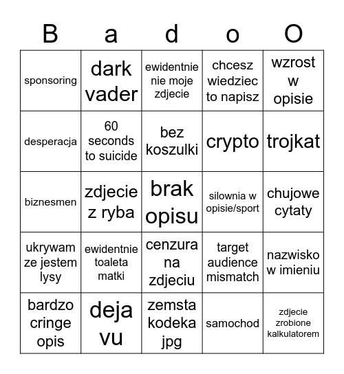 badoo bingo Card