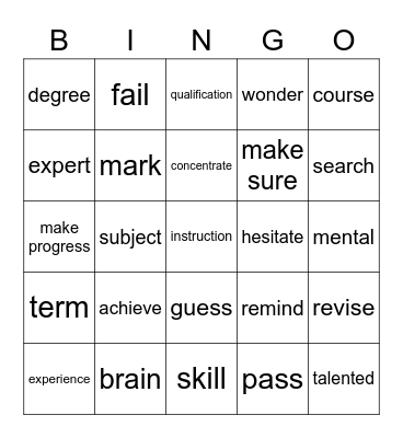 B1 Destination Unit 6 Bingo Card