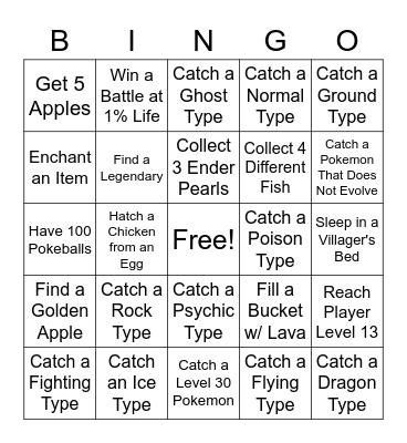 Cobblemon Bingo Card