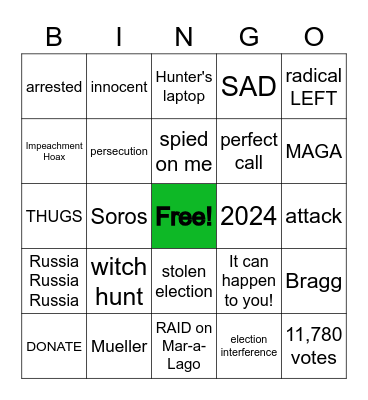 INDICATED BINGO Card