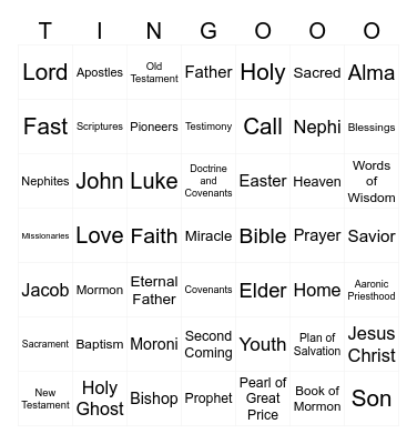 LDS Bingo Card