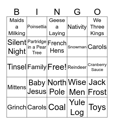 Christmas 2 Bingo Card