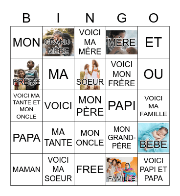 FRENCH FAMILY BINGO Card