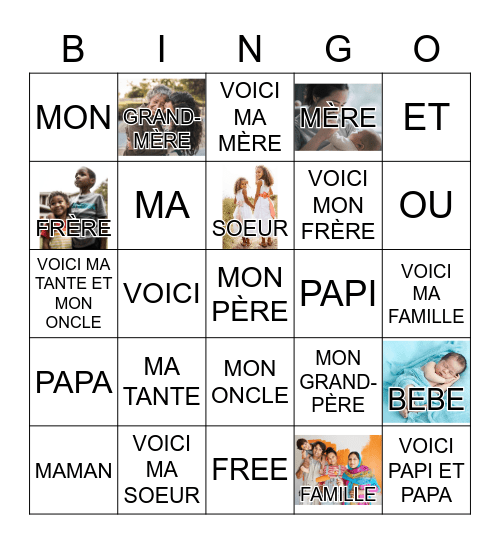 FRENCH FAMILY BINGO Card