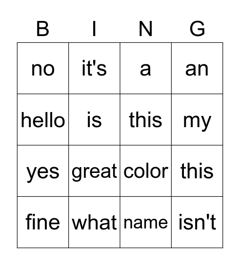 LG1 - UNIT 2 Bingo Card