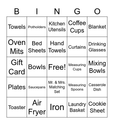 Wedding Bingo! Bingo Card