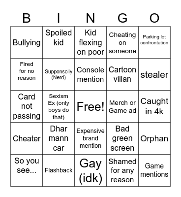 Dhar mann Bingo Card