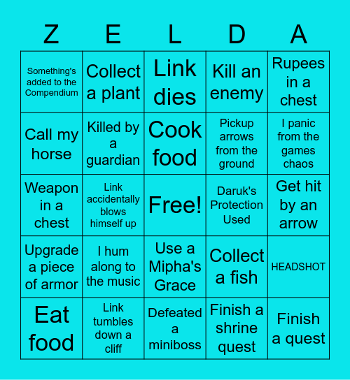 BOTW Bingo Card