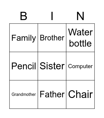 Bingo 1 Bingo Card